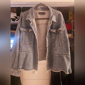 Light Wash Jean Jacket with Distressed Look